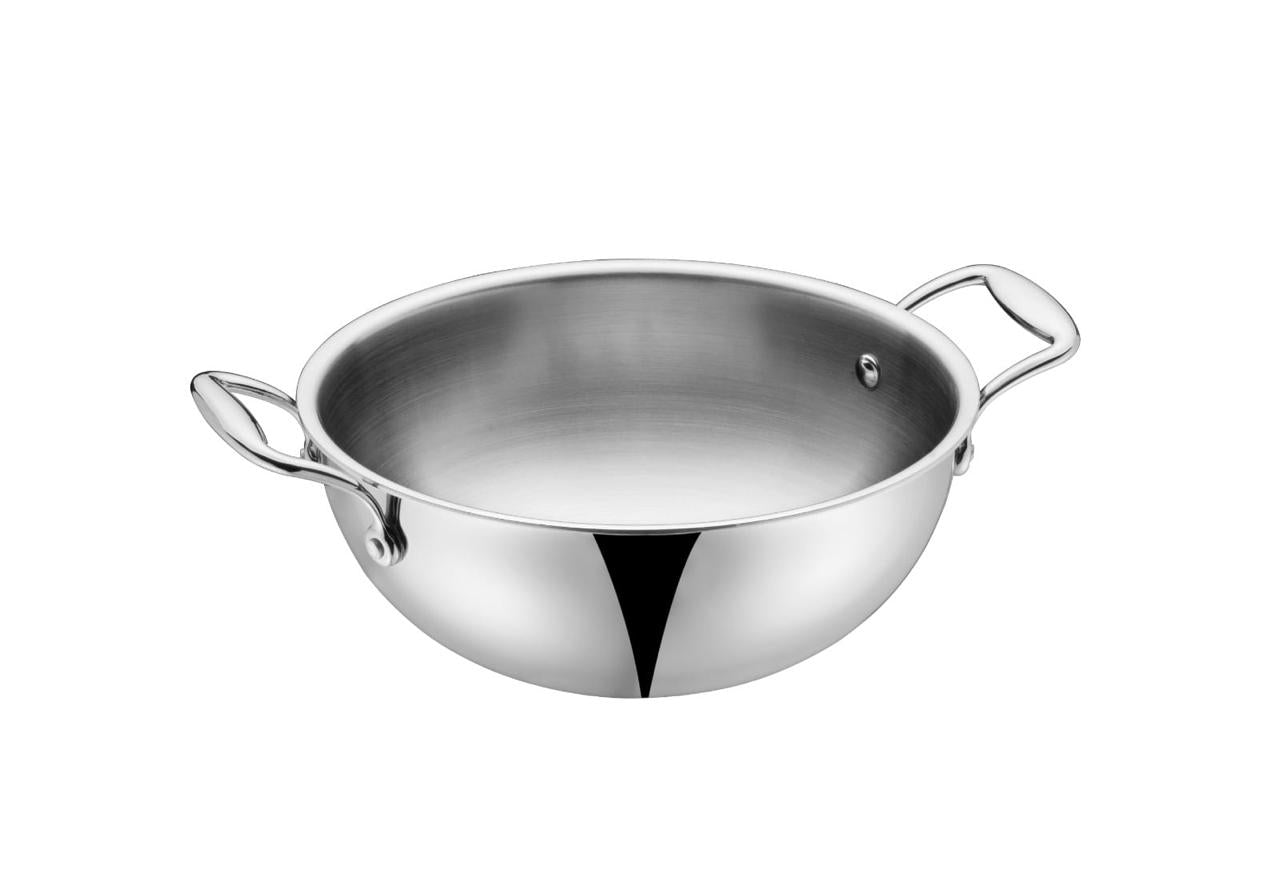 Triware Stainless Steel PRIME Triply Kadai with Handle Lid